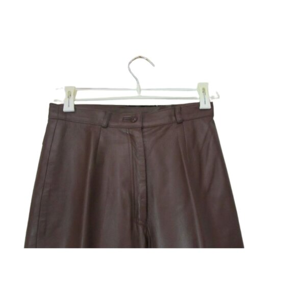 Siena Studio Dark Brown Soft Lamb Leather High Waist Pants Size 4 - Picture 2 of 5